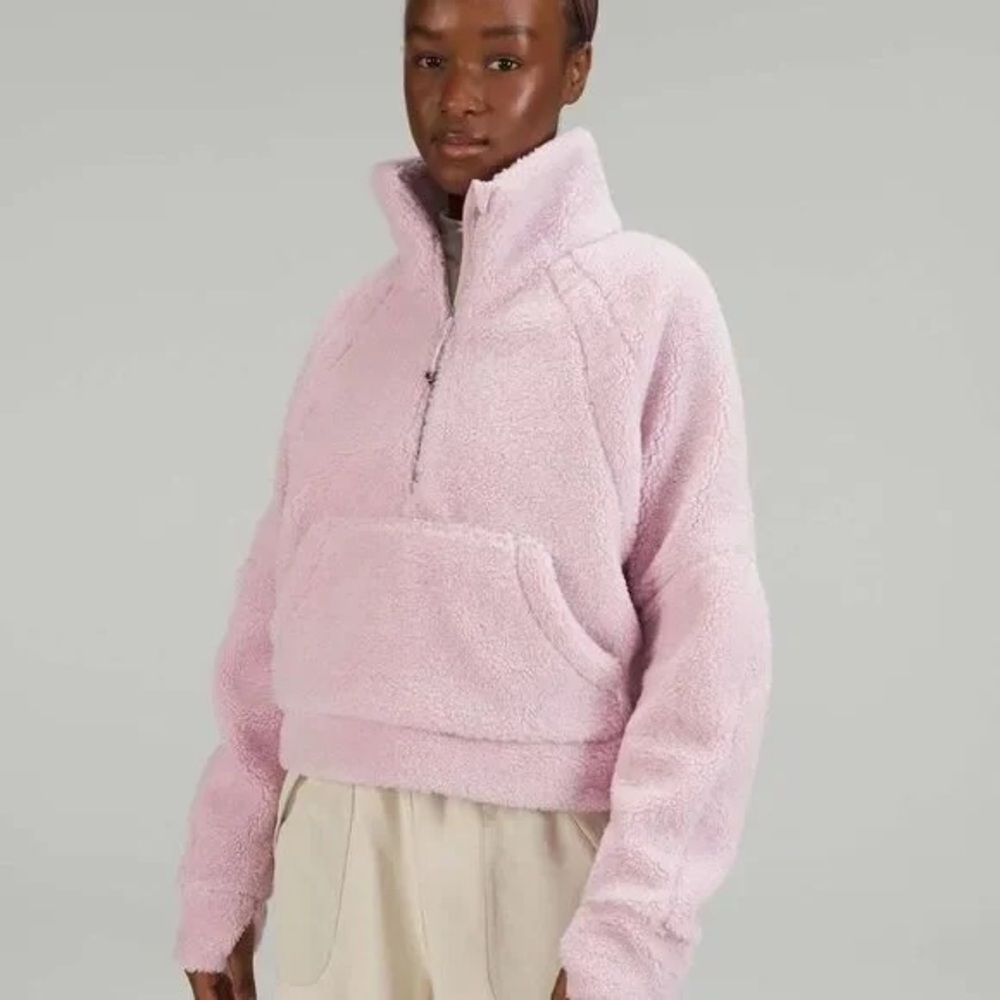 Lululemon Pink Scuba Oversized Fleece Funnel Neck Pullover Size XS/S cozy